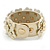 Light Gold Metallic Floral Leather Style Wristband Bracelet - 18cm L - view 6