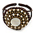 Antique White/ Bronze Shell Bead, Dome Shape Woven Flex Cuff Bracelet - Adjustable - view 5