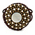 Antique White/ Bronze Shell Bead, Dome Shape Woven Flex Cuff Bracelet - Adjustable - view 6