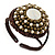 Antique White/ Bronze Shell Bead, Dome Shape Woven Flex Cuff Bracelet - Adjustable - view 8