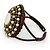 Antique White/ Bronze Shell Bead, Dome Shape Woven Flex Cuff Bracelet - Adjustable - view 9