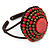 Red/ Bronze Shell Bead, Dome Shape Woven Flex Cuff Bracelet - Adjustable - view 6