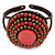 Red/ Bronze Shell Bead, Dome Shape Woven Flex Cuff Bracelet - Adjustable - view 5