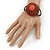 Red/ Bronze Shell Bead, Dome Shape Woven Flex Cuff Bracelet - Adjustable - view 2