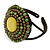 Lime Green/ Bronze Shell Bead, Dome Shape Woven Flex Cuff Bracelet - Adjustable - view 6