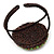 Lime Green/ Bronze Shell Bead, Dome Shape Woven Flex Cuff Bracelet - Adjustable - view 4