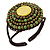 Lime Green/ Bronze Shell Bead, Dome Shape Woven Flex Cuff Bracelet - Adjustable - view 9