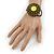 Lime Green/ Bronze Shell Bead, Dome Shape Woven Flex Cuff Bracelet - Adjustable - view 2