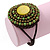 Lime Green/ Bronze Shell Bead, Dome Shape Woven Flex Cuff Bracelet - Adjustable - view 3