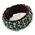 Turquoise Chips, Bronze Bead, Dark Brown Cotton Thread Flex Wire Cuff Bracelet - Adjustable - view 6
