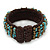 Turquoise Chips, Bronze Bead, Dark Brown Cotton Thread Flex Wire Cuff Bracelet - Adjustable - view 4