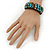 Turquoise Chips, Bronze Bead, Dark Brown Cotton Thread Flex Wire Cuff Bracelet - Adjustable - view 3