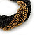 Black/ Bronze Glass Bead Twisted Chunky Bracelet In Silver Tone Metal - 17cm L/ 3cm Ext - view 3