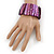 Wide Purple Shell Bar Stretch Bracelet - up to 20cm L - view 2