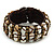 Sea Shell Chips, Bronze Bead, Dark Brown Cotton Thread Flex Wire Cuff Bracelet - Adjustable - view 7