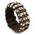 Sea Shell Chips, Bronze Bead, Dark Brown Cotton Thread Flex Wire Cuff Bracelet - Adjustable - view 8