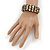 Sea Shell Chips, Bronze Bead, Dark Brown Cotton Thread Flex Wire Cuff Bracelet - Adjustable - view 3