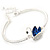 Exquisite Clear Crystal, Blue CZ Swan Bracelet In Rhodium Plating - 18cm L/ 5cm Ext - view 4