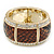 Brown Snake Print, Crystal Flex Bracelet In Gold Tone - up to 18cm L - view 7