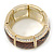 Brown Snake Print, Crystal Flex Bracelet In Gold Tone - up to 18cm L - view 8