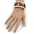 Brown Snake Print, Crystal Flex Bracelet In Gold Tone - up to 18cm L - view 2
