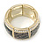 Grey/ Black Snake Print, Crystal Flex Bracelet In Gold Tone - up to 18cm L - view 7