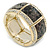 Grey/ Black Snake Print, Crystal Flex Bracelet In Gold Tone - up to 18cm L - view 3