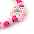 Children's/ Teen's / Kid's Pink Wood Bead with Flowers and Butterfly's Flex Bracelet - Set of 2pcs - Adjustable - view 6