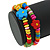 Children's/ Teen's / Kid's Multicoloured Wood Bead with Flowers Flex Bracelet - Set of 2pcs - Adjustable - view 3