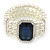 Bridal, Wedding, Prom Multistrand Glass Pearl with Square Montana Blue Glass Pendant Flex Bracelet - 18cm L - view 8