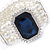 Bridal, Wedding, Prom Multistrand Glass Pearl with Square Montana Blue Glass Pendant Flex Bracelet - 18cm L - view 4