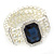 Bridal, Wedding, Prom Multistrand Glass Pearl with Square Montana Blue Glass Pendant Flex Bracelet - 18cm L