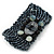 Hematite Coloured Glass Bead Flex Bracelet with Shells - up 20cm L - view 6