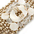 Antique White Glass Bead Flex Bracelet with Shells - up 20cm L - view 4