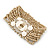 Antique White Glass Bead Flex Bracelet with Shells - up 20cm L - view 8