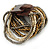 Grey/ Bronze/ Antique White Glass Bead Multistrand Flex Bracelet With Wooden Closure - 19cm L - view 7