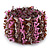 Pink/ Transparent/ Brown/ Cappuccino Cluster Glass Bead Flex Bracelet - up to 18cm L