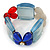 Blue, Red, Cream Floral Resin Stretch Bracelet - up to 20cm L - view 6