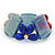 Blue, Red, Cream Floral Resin Stretch Bracelet - up to 20cm L - view 5