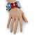 Blue, Red, Cream Floral Resin Stretch Bracelet - up to 20cm L - view 2