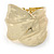Chunky Hammered Leaf Hinged Bangle Bracelet In Gold Plated Metal - up to 18cm L