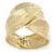 Chunky Hammered Leaf Hinged Bangle Bracelet In Gold Plated Metal - up to 18cm L - view 7