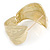 Chunky Hammered Leaf Hinged Bangle Bracelet In Gold Plated Metal - up to 18cm L - view 4