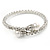 Bridal/ Wedding/ Prom Clear Crystal, White Glass Pearl Flex Bracelet In Rhodium Plating - Adjustable - view 4