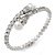 Bridal/ Wedding/ Prom Clear Crystal, White Glass Pearl Flex Bracelet In Rhodium Plating - Adjustable