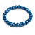 8mm Cobalt Blue Pearl Style Single Strand Bead Flex Bracelet - 18cm L - view 2
