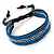 Unisex Blue/ Silver Glass Bead Friendship Bracelet - Adjustable - view 6