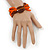 Multistrand Brown/ Orange Frosted Glass Bead Stretch Bracelet - 19cm L - view 3