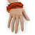 Multistrand Brown/ Orange Frosted Glass Bead Stretch Bracelet - 19cm L - view 2