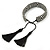 Handmade Transparent/ Black Glass with Silk Tassel Wristband Bracelet - Adjustable - view 5